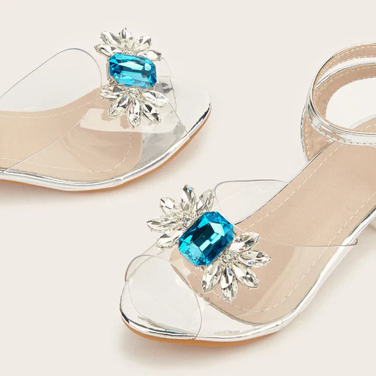 New Children's Shoes Crystal High Heels Girls' Baby Rhinestone Princess Shoes Fashion Transparent Kid's Sandals