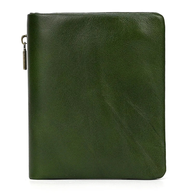 Genuine Leather Short Wallet Bifold Card Holder Short Purse Male Cow Leather Men's Coin Wallet Real Cowskin Zipper Wallet