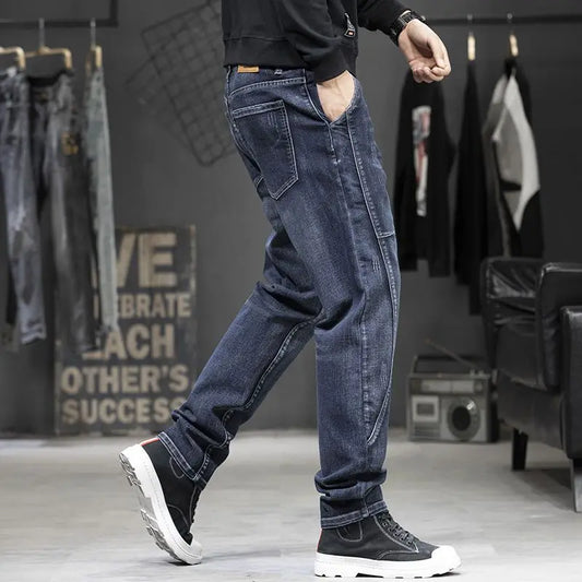 Summer Designer Clothes High Quality Punk Harajuku Fashion Casual Plus Size Slim Fit Denim Jeans for 2024 Cowboy Pants for Men