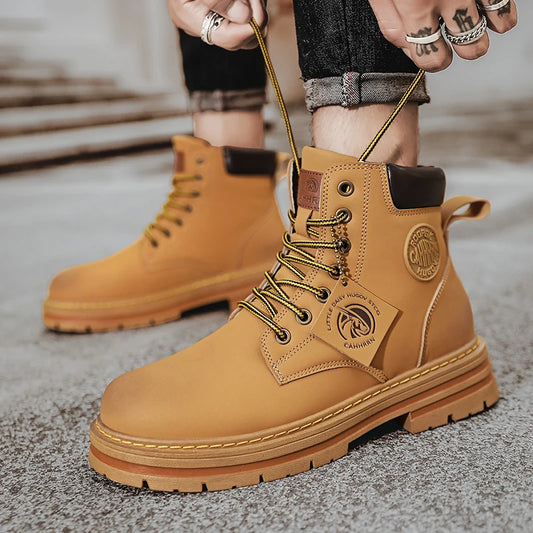 Big Size48 Men Boots Fashion Motorcycle Ankle Boots for Men Waterproof Hiking Boot Winter Chelsea Retro Boots Comfy Botas Hombre