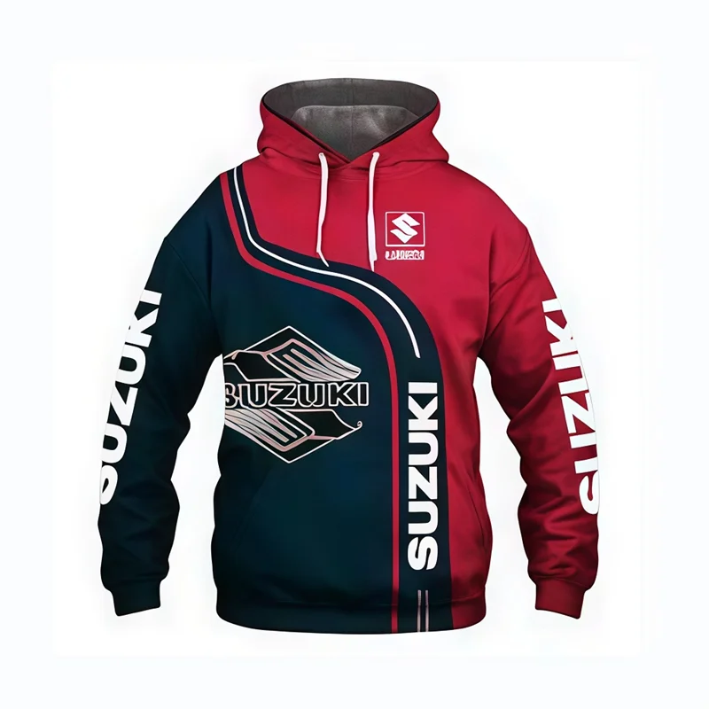 men's casual hoodie, 3D printed long-sleeved top for outdoor motorcycle and bicycle enthusiasts, autumn and winter