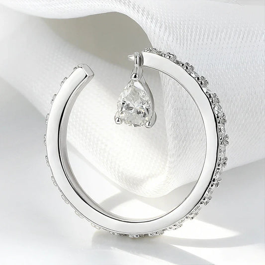 0.5CT Pear Cut All Moissanite Ring for Women Girlfriend Gifts Luxury Jewelry Lab Diamond Wedding Band 925 Sterling Silver