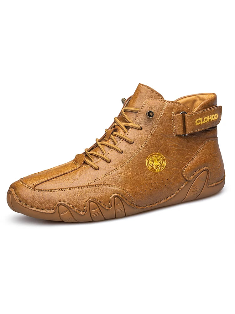 Hand-Sewn Soft-Soled Octopus Boot Men's Short Boots High-Top Leather Boots for Men