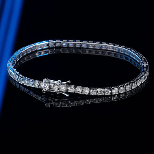 Bracelets de tennis en moissanite complète 1,5 MM 2 MM pour femmes, coupe princesse, diamant de laboratoire, argent sterling 925, bijoux, cadeaux