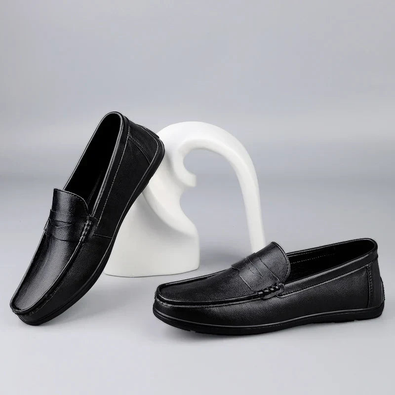 Genuine Leather Men Loafers Comfortable Mens Casual Shoes Luxury Brand Man Formal Dress Shoes Breathable Slip on Boat Shoes