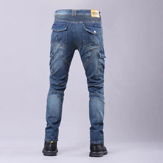 New Men's Winter Riding Motorcycle Cargo Pants Male Outdoor Riding Jeans Moto Protective Gear With Hip Knee Gear Long Trousers