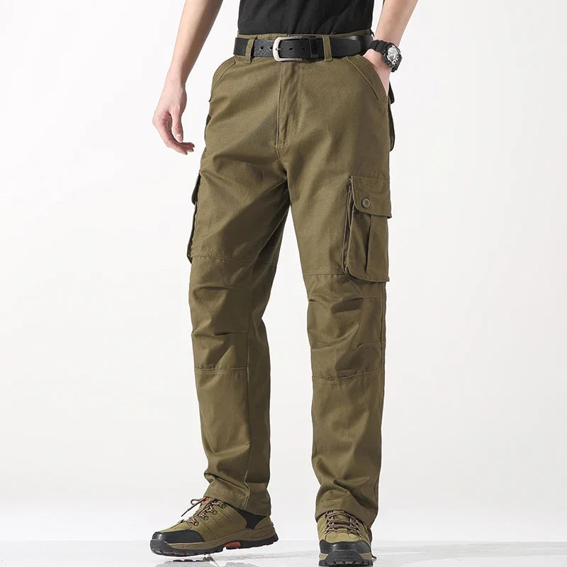Male Cargo Pants Tactical Cotton Overalls Outdoor Utility Work Trousers Relaxed Fit Big Size Hombre Clothing