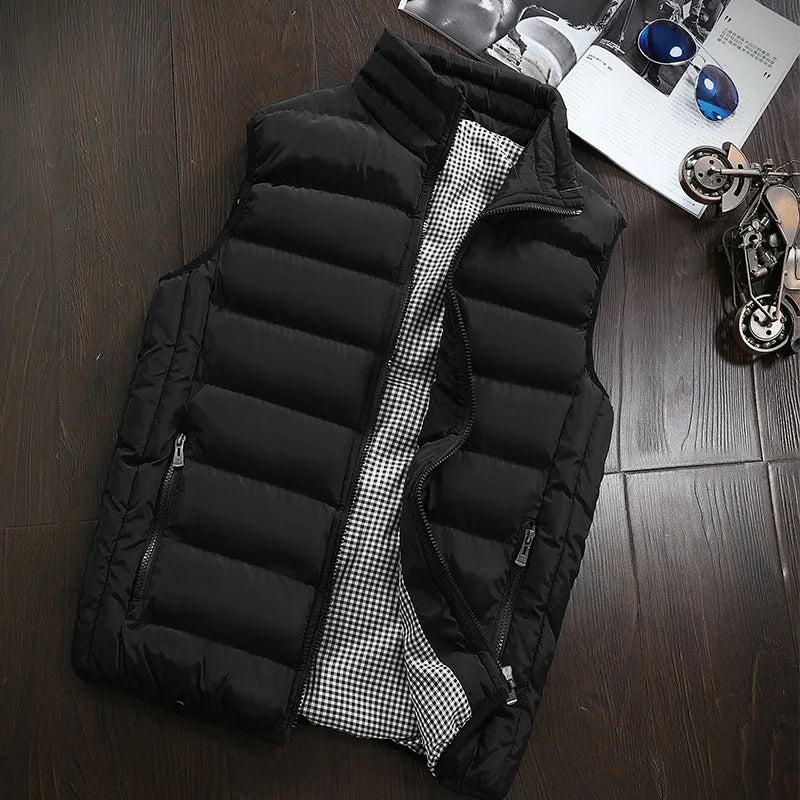 Men's Embroidery Brand High Quality Warm Vest Vest, Autumn and Winter Luxury Fashion Brand, Sleeveless Outdoor Windproof Jacket