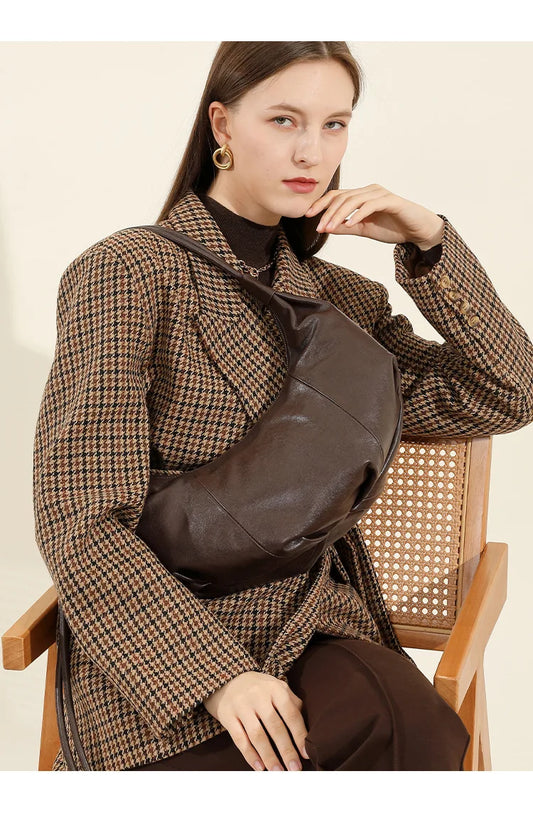 Dumpling bag leather bag Soft Leather Large Capacity minimalist shoulder bag women female luxury moon bag handbag