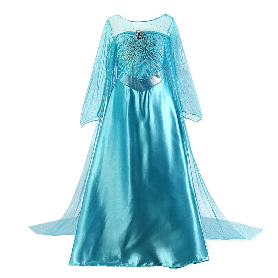 Muababy Princess Dress for Girls Aurora Belle Elsa Jasmine Cosplay Costume Party Halloween Carnival Outfit Kids 2-8Y Vestido