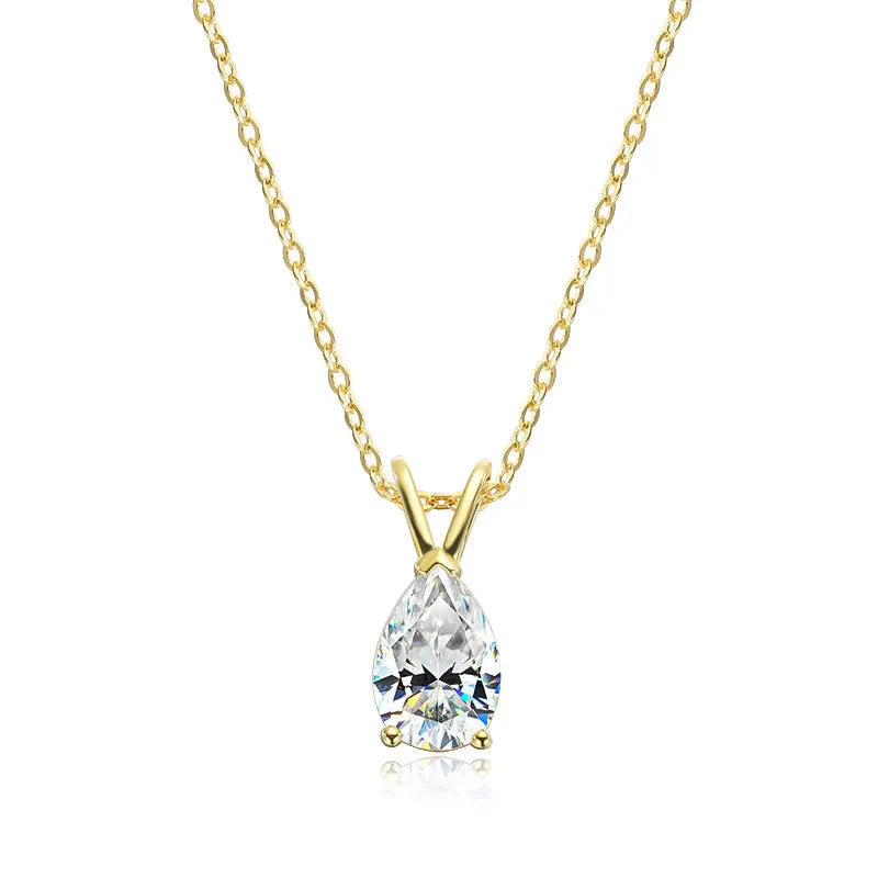 18k Plated Pear Cut 1.5CT Moissanite Diamond Necklace for Women 6*9mm Pendant 100% 925 Sterling Silver Jewelry Wholesale
