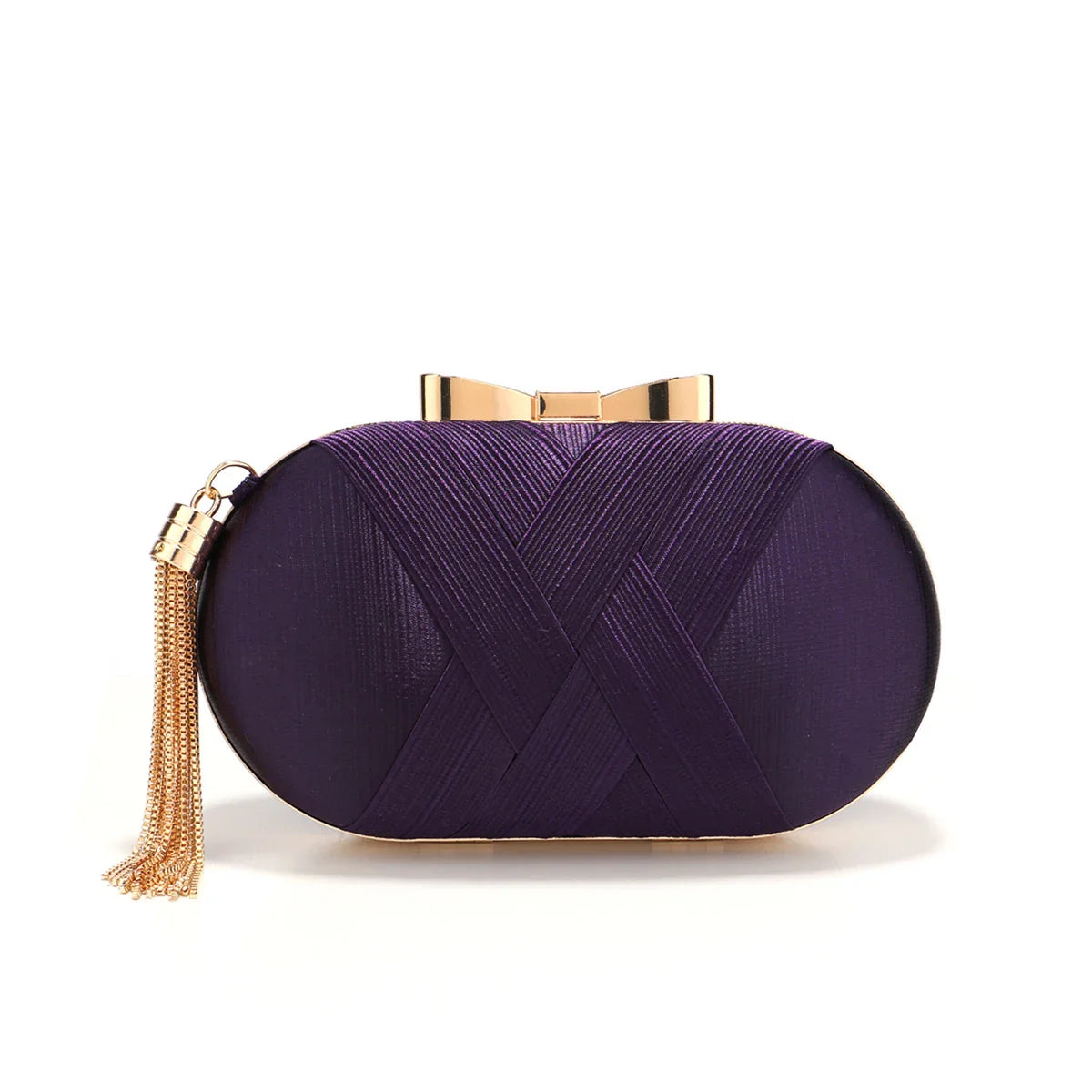 Criss Cross Fashion Evening Bags Woman Tassel Metal Day Clutch Mixed Lady Party Handbags Satin Wedding Bridal Purse