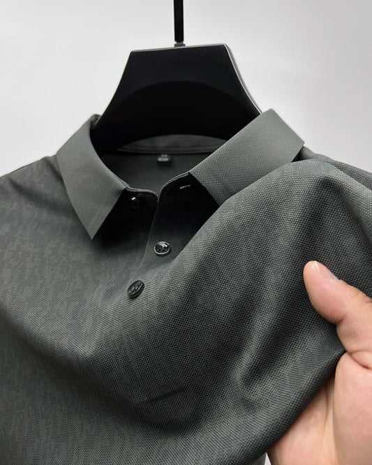 High end jacquard design short sleeve T-shirt men new summer ice silk breathable and cool lapel top fashionable brand POLO shirt