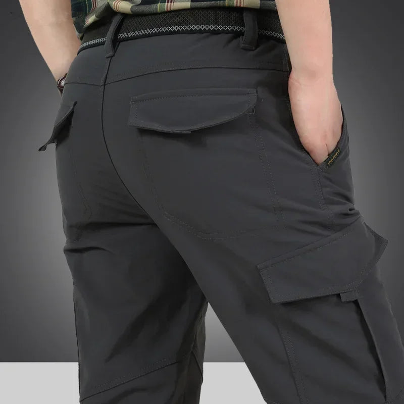 Thick Warm Cargo Stretch Pants Men Autumn Winter Hunting SoftShell Casual Fleece Pants Tactical Trousers Waterproof Pants Men