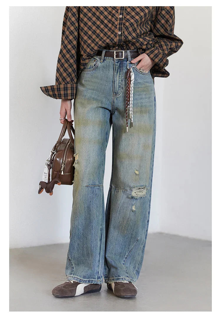 Retro Women's Jeans Loose Casual New High Waisted Wide Legs Denim Pant Female Trousers Spring Autumn 2025