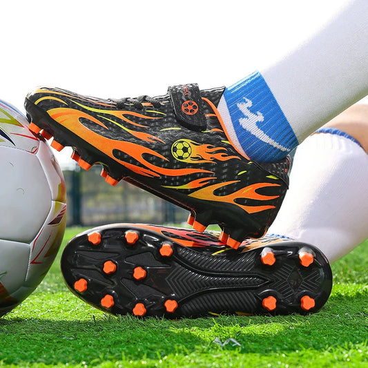Children’s Soccer Shoes Grass Non-Slip Football Ankle Support Boots Outdoor Cleats Shoes Boys TF/FG Turf Futsal Training Shoes