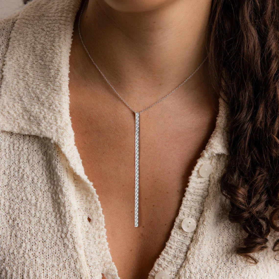 2mm Moissanite Diamond Lariat Tennis Necklace for Women Y-Type Long Tassel Drop NeckChain S925 Sterling Silver Pendant Necklace