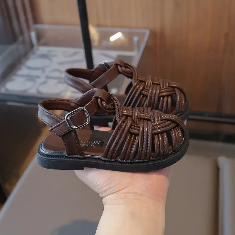 New Sandals Summer Children's Woven Casual Baby Shoes Girls Beach Shoes Slipper Baby Girl Shoes Size 22-31
