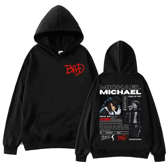 90's Rock Singer Michael Jackson Merch Hoodies Fashion Vintage Hooded Sweatshirts Men Women Casual Loose Pullovers Streetwear