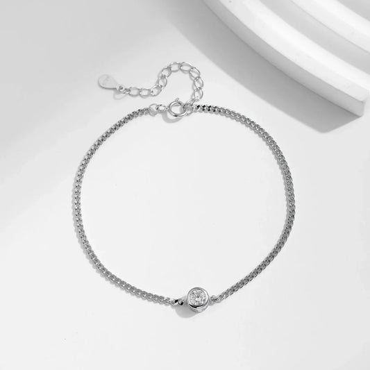 Bracelet en moissanite 0,25 carat, serti clos, pour femmes, en argent sterling 925, élégant, pour mariage