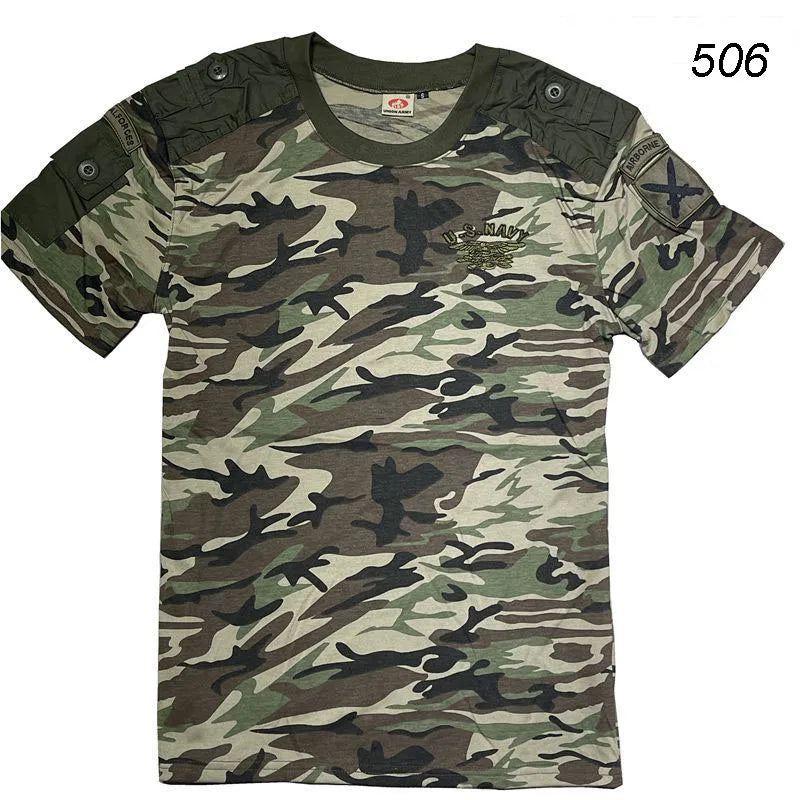 Summer Style Men's T-Shirts Military Style Short Sleeve Tees Streetwear Embroidery Pure Cotton Casual T Shirt Men Cloting