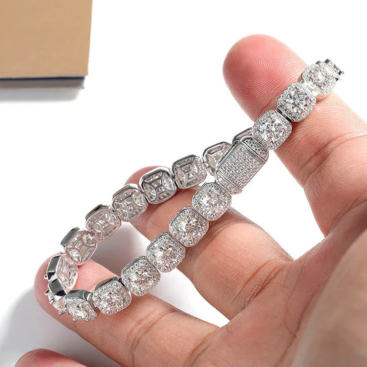 Bracelet tennis Moissanite original en argent sterling s925 plaqué or blanc 18 carats avec GRA pour femmes et hommes