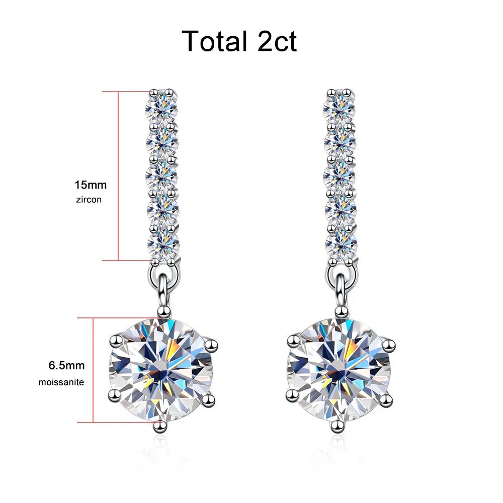 1ct D Color Moissanite Earrings for Women Sparkling Diamond Fine Jewelry with GRA 925 Sterling Sliver Plated 18k Earrin