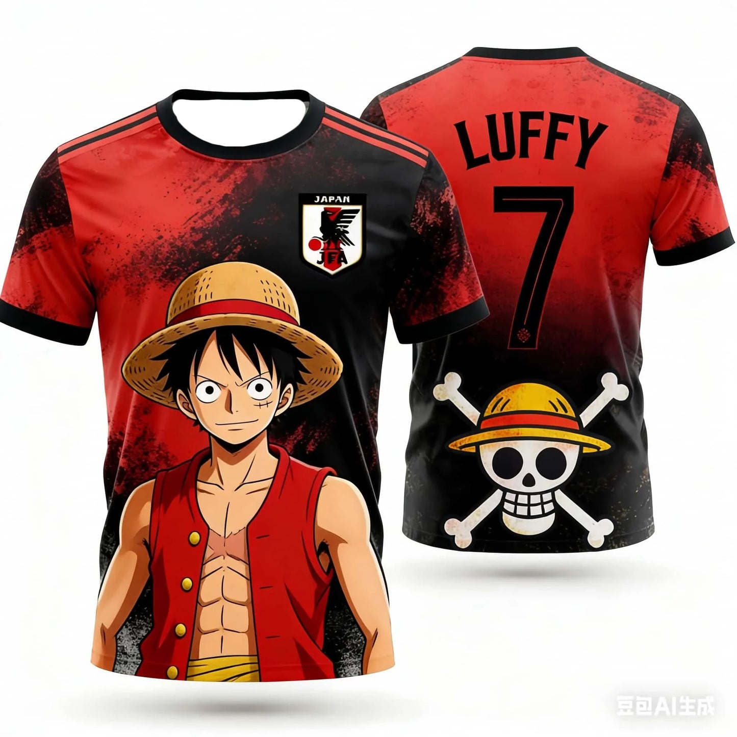 Japan One Piece Luffy Football Jersey Men T-shirt Football Special Jersey Adult Men's Quick-Drying Sweatshirt