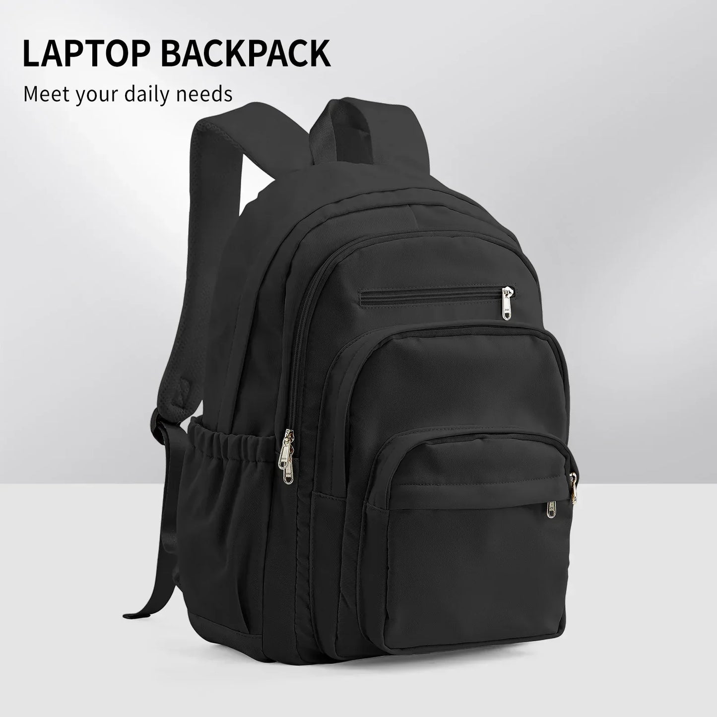 Casual Nylon Backpack, Backpack for Women, Multi-Pocket Design in Light Blue Durable for School, High School and College Bookbag