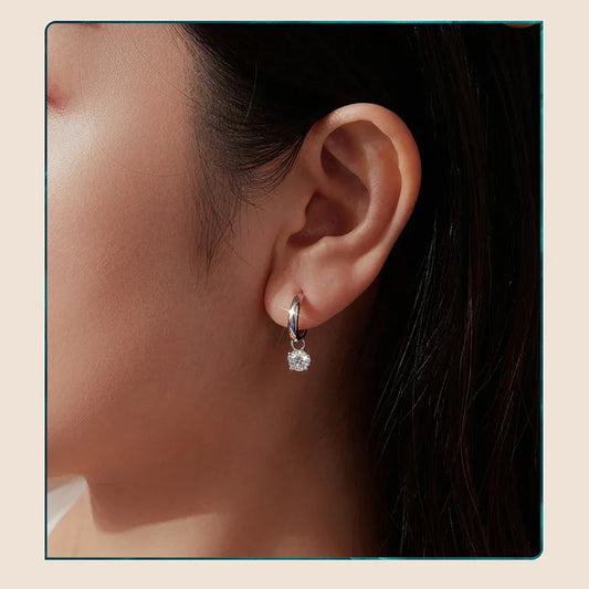 Minimalist Moissanite Hoop Earrings for Women, Half-circle 925 Sterling Silver D Color Round Cut Lab Diamond Earrings