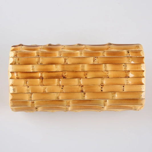 Brand Fashion Vintage Retro Hard Wood Rattan Straw Evening Purse Wallet Unique Handmade Natural Bamboo Root Clutch Bag