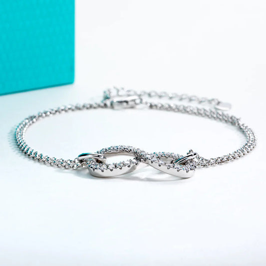 Bracelet Nœud Papillon en Moissanite 1,7 mm en Argent Sterling 925, Diamant de Laboratoire, Bracelets Ajustables 18+5cm pour Femme, Cadeaux
