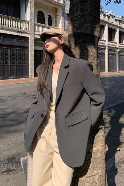 Suit Jaet Women's Small Size Spring Autumn New Loose Sle Ele Street Sle Faionable Long Sve Polyester