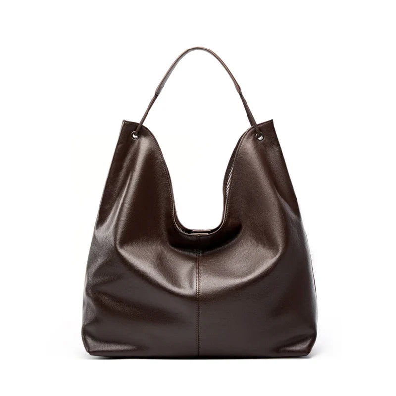 Luxury Genuine Leather Handbags Large Slouchy Hobo Shoulder Bags For Women Cowhide Shopping Tote Business Work Purses