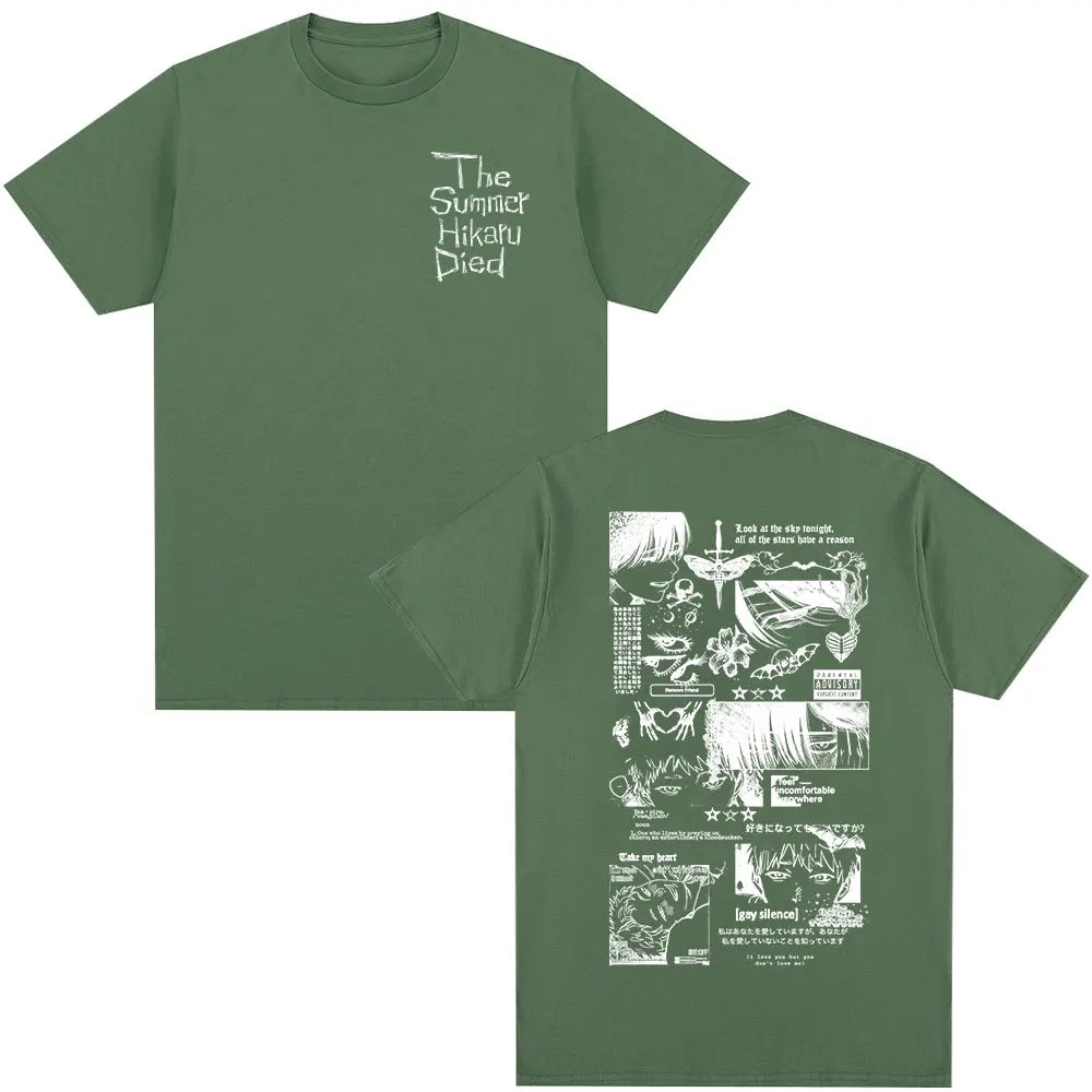 Anime The Summer Hikaru Died Hikaru Yoshiki Manga Short Sleeve T-shirts Men Women Fashion Cotton Casual Oversized T Shirt Couple