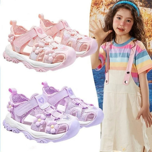 Summer Sport Sandals For Girls PU Leather Waterproof Beach Running Footwear For Children Hollow Out Teenager Kid's Sneakers