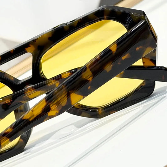 Designer Hollow Thick Acetate Women's Sunglasses Handmade Square Brand Design High Quality Female UV400 Prescription Glasses