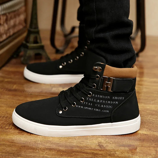 Men's Boots New Korean Version Men's Shoes High Top Skateboard Shoes Retro Platform Casual Lace Up Men Fashion Boots 2025