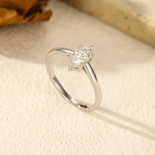 D Color Marquise Cut Rhombic Moissanite 925 Sterling Silver Luxury Band Rings For Women Wedding Fine Jewelry Gifts