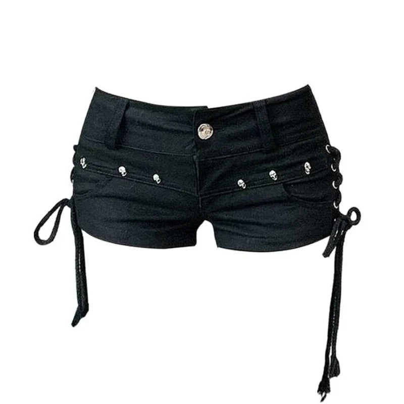 Summer Women Y2k Streetwear Gyaru Harajuku Fashion Grunge Vintage Coquette Low Rise 2000s Jean Shorts Denim Hot Pants Japanese