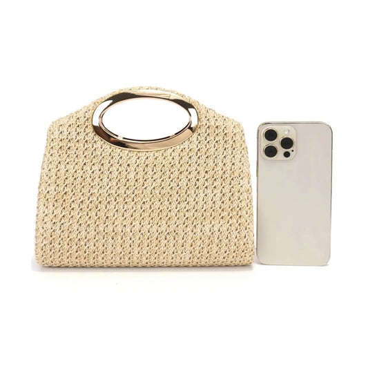 Ladies Straw Handbag Evening Bags Pearl Flip Cover Cosmetic Bag Beach Holiday Essential Handheld Envelope Clutch Handbag