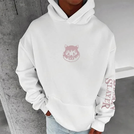 Demon Slayer Men's Hoodie Sweatshirt Inosuke Hashibira Anime Spring and Autumn Boys' Children's Long-sleeved Parent-child Outfit