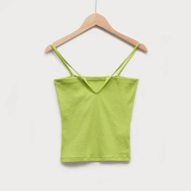 Summer Sexy Slim-Fit Women's Top New Arrival Summer Sleeveless Tank Tops Reversible V-Neck Knit Strapless Camisole Woman Clothes