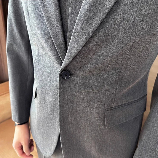 S-7XL Jacket Vest Pants Luxury Elasticity Boutique Fashion Men's Solid Color Casual Business Suit 3-piece Sets Groom Wedding
