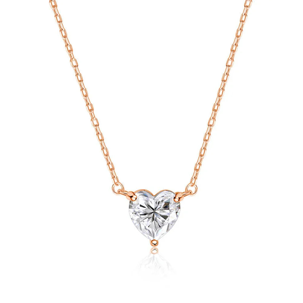 1-3Carat Heart Cut Moissanite Pendant Necklace for Women S925 Silver 18k Gold Plated Solitaire Necklace Jewelry Anniversary Gift