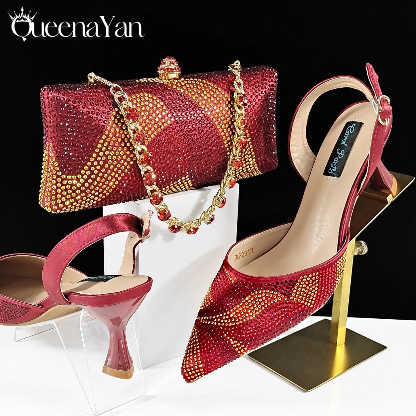 Festive Elegance Spot Goods Dazzling Heels and Chic Long Bag Clutch Perfect Combination Of Shoes And Bag for Special Occasions