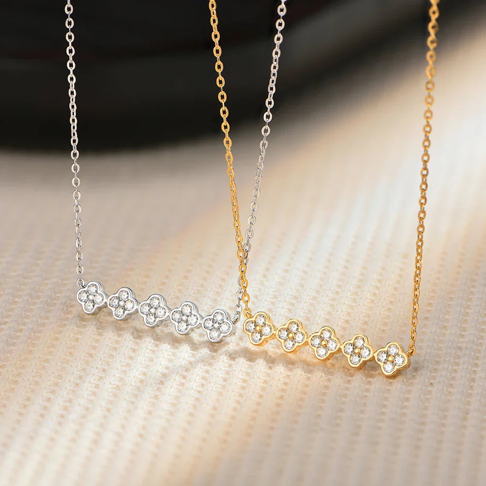 Original New Five flower Moissanite Necklace for Women 925 Sterling Silver Fine Necklace Engagement Gift Wedding Jewely