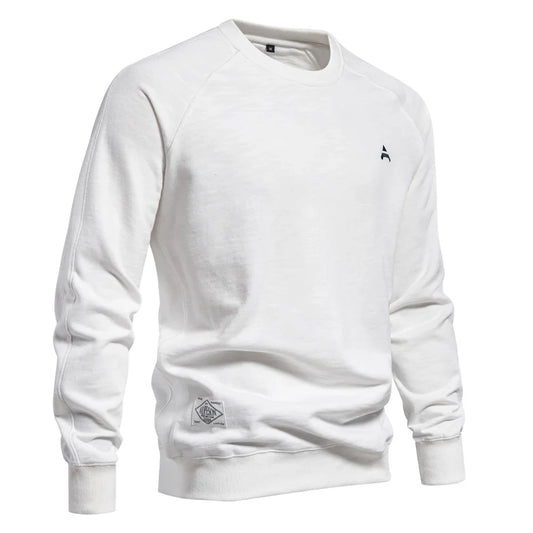 Brand Quality Mens Cotton Blend Crew Neck Sweatshirt Casual Sport Pullover Solid Embroidery Sweatshirts for Men