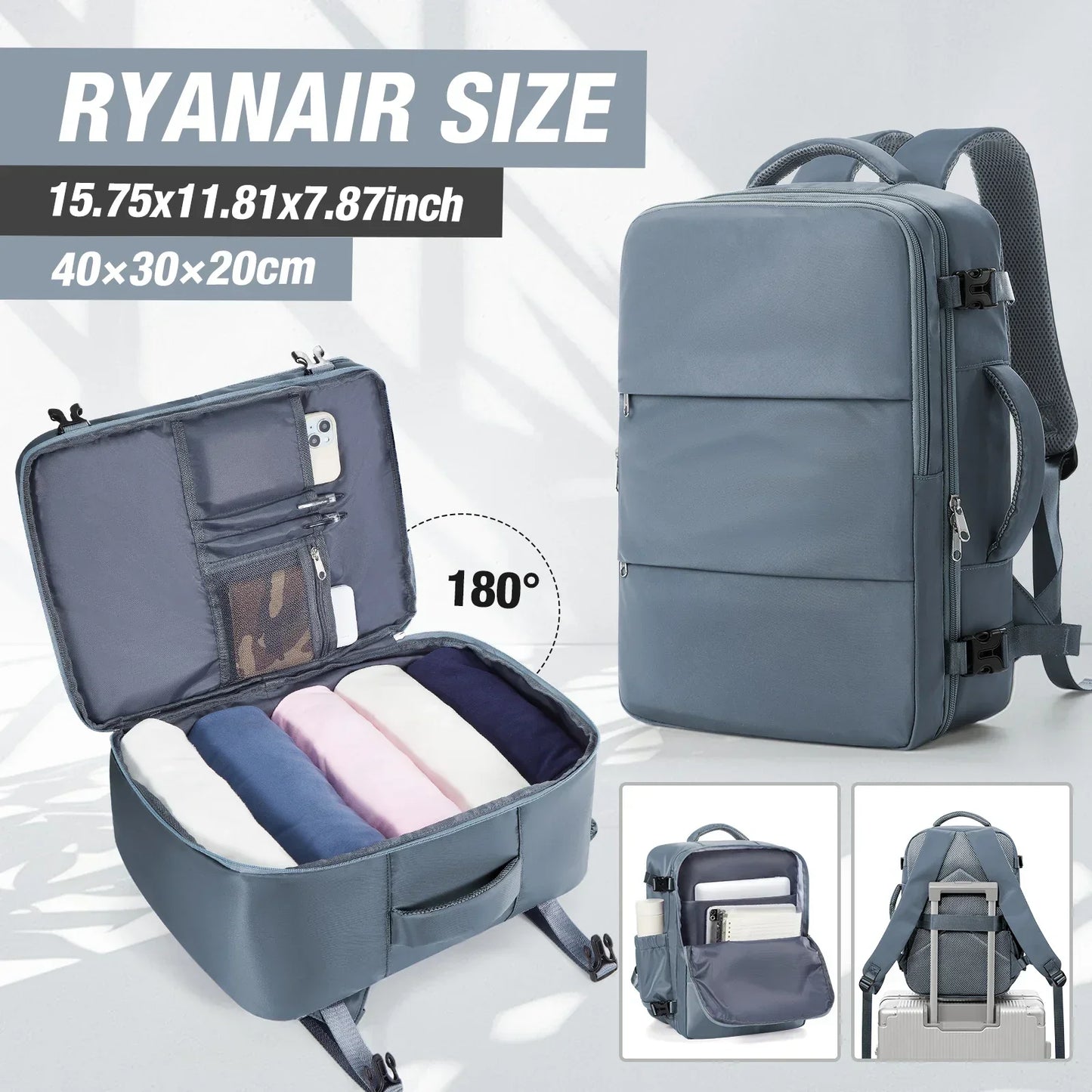 Luggage Cabin Bag, 40x30x20 Bag Men Women 15.6inch Laptop Bag Business Travel Backpack,College School Backapck