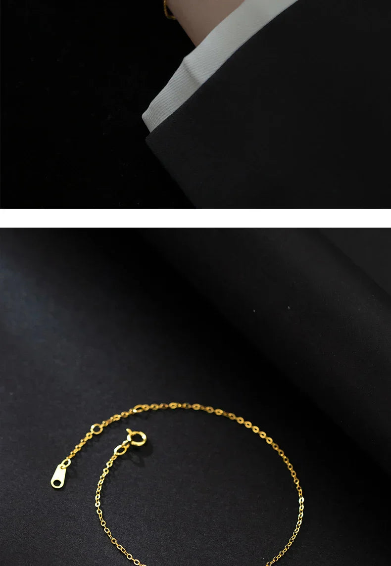 Minimalism Classic Gold Color Bracelet 100% 925 Sterling Silver Link Chain Cute Bracelets For Women Fine Jewelry Gifts